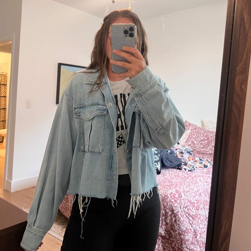 Agolde Sky Blue Distressed Jean Jacket